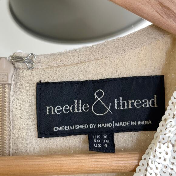 NEEDLE & THREAD Sunstone Mini Dress Gold White Sequins {J39} - Picture 2 of 7